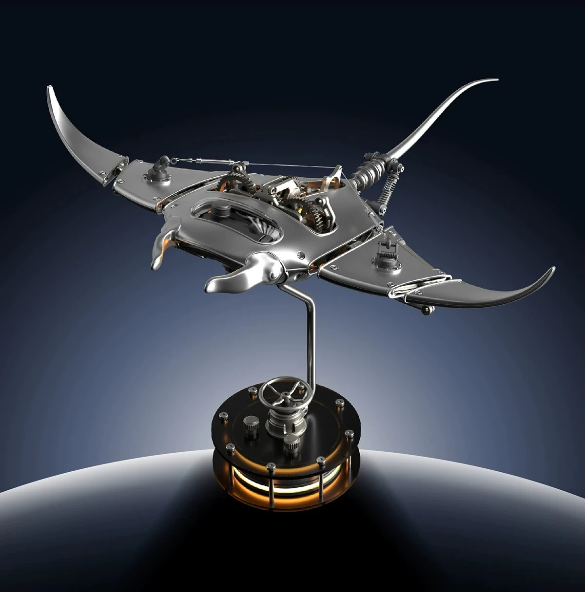 Creative Mechanical Devil Fish Dynamic Bionic Metal Desktop Ornament Advanced Collection Gift