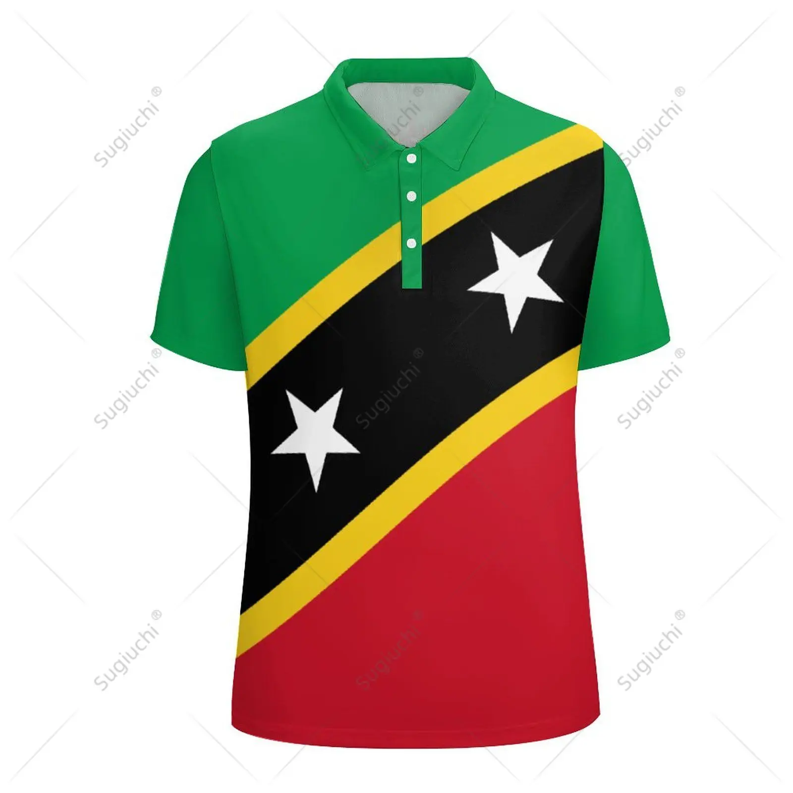 Unisex Polo Shirt Saint Kitts And Nevis Flag 3D Print Man Polo Fashion Clothing Tracksuits Short Sleeves