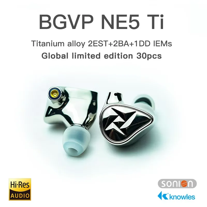 

BGVP NE5 Titanium Alloy 2EST+2BA+1DD Iems HIFI In-ear Earphone 3.5/4.4mm Plug