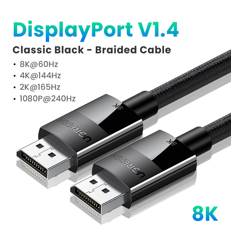 Ugreen 16K Displayport Kabel Dp 2.1 8K 4k 144hz Video Audio Kabel Voor Xiaomi Tv Box Pc Laptop Monitor Game Dp Kabel Display Poort