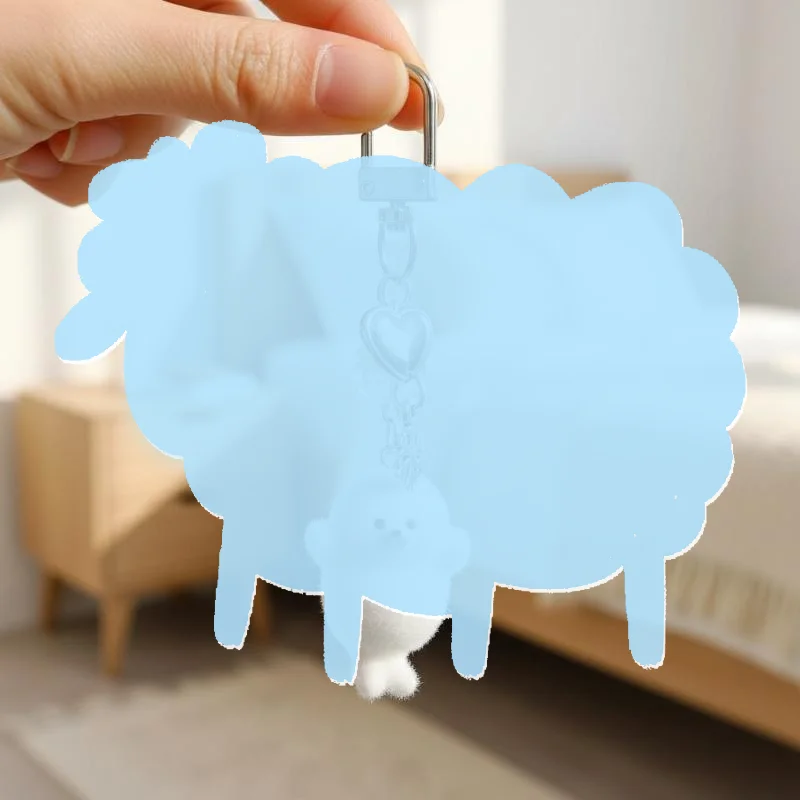 Flocking Sea Otter Resin Keychain Fluffy Marine Animal Bag Earphone Case Pendant