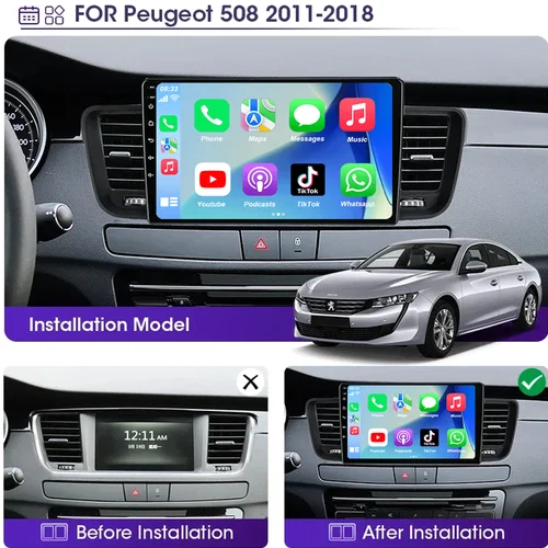 Imagen 2 del producto Android 15 Radio de coche 4G + WiFi DSP CarPlay reproductor de vídeo Multimedia para Peugeot 508 2011-2018 navegación GPS 2 din Carplay