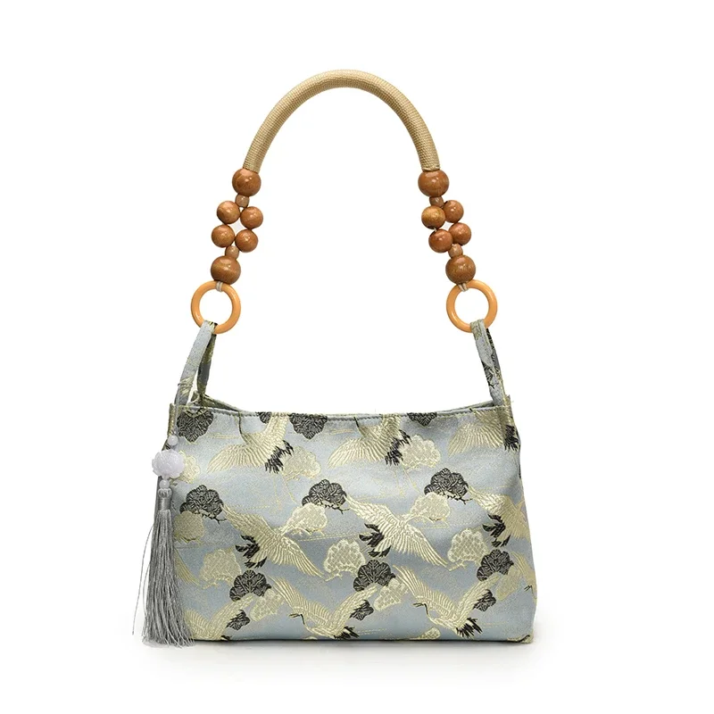 New Embroidered National Style Hasp Sewing Thread Shoulder Bags 2026 Hot Sale Youth Sweet Tassel Decoration Women's Handbags