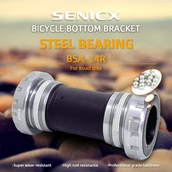 SENICX Road Bike Bottom Bracket Steel Bearing Central Movement Applicable To Shimano SRAM GXP Hollowtech Bsa 24mm Crankset Shaft