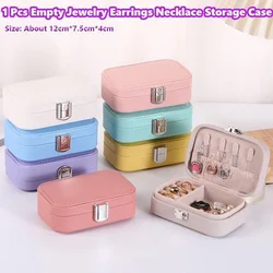 Mini PU Leather Jewelry Organizer Display Box Travel Portable Necklace Earrings Ring Storage Case (Only Empty Box)