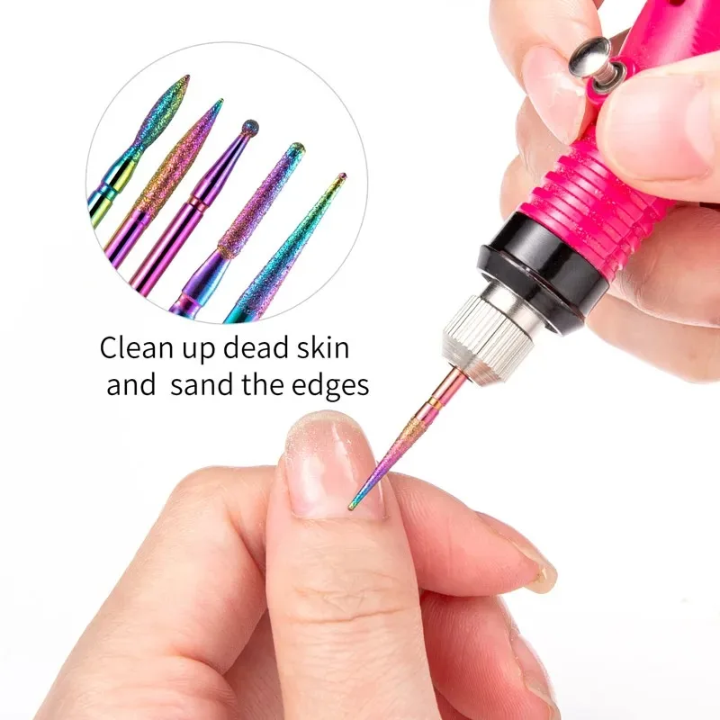 30 pezzi punte da trapano per unghie ceramica diamante cuticola efile rimozione metallo duro per salone di casa gel acrilico manicure pedicure strumenti