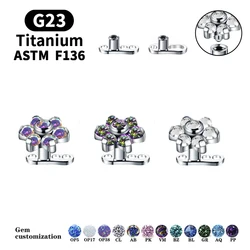 G23 Titanium Micro Dermal Perforation 16G Micro Dermal Anchor Flower CZ Dermal Perforation Surface Tragus Perforation Skin Diver