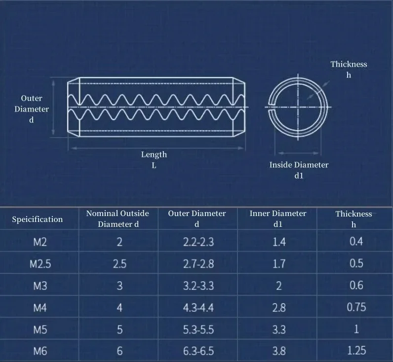 304 Stainless Steel Toothed Open Elastic Pin Toothed Cylindrical Pin M2 M2.5 M3 M4 M5 M6