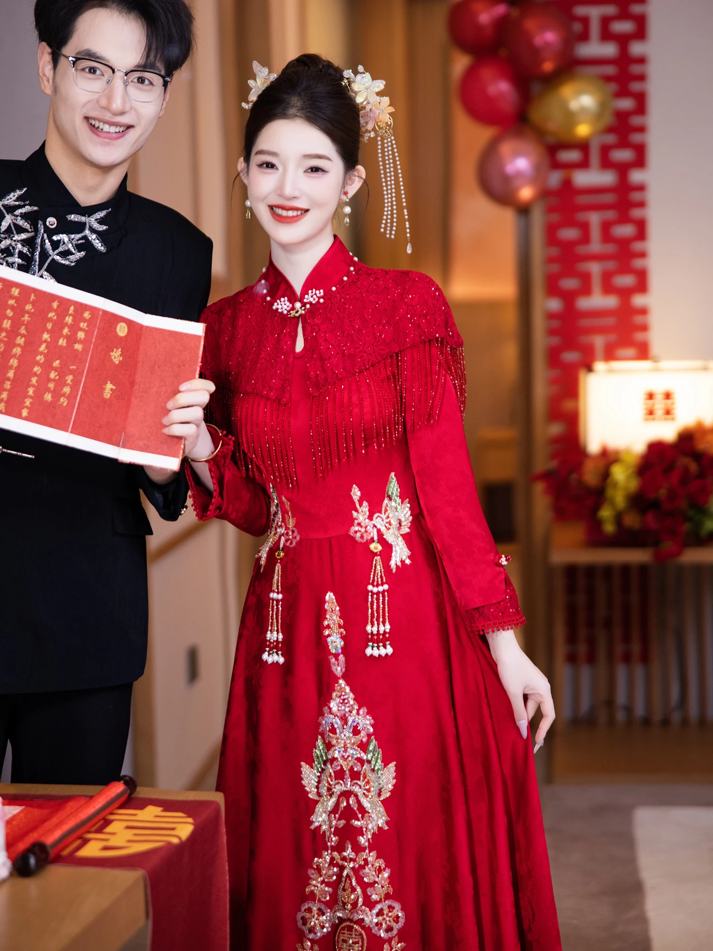 

Red Wedding Dr New Chinese Sle Engagement Ceremony Dr Luxury High End Bridal Gown for Women in Winter Season