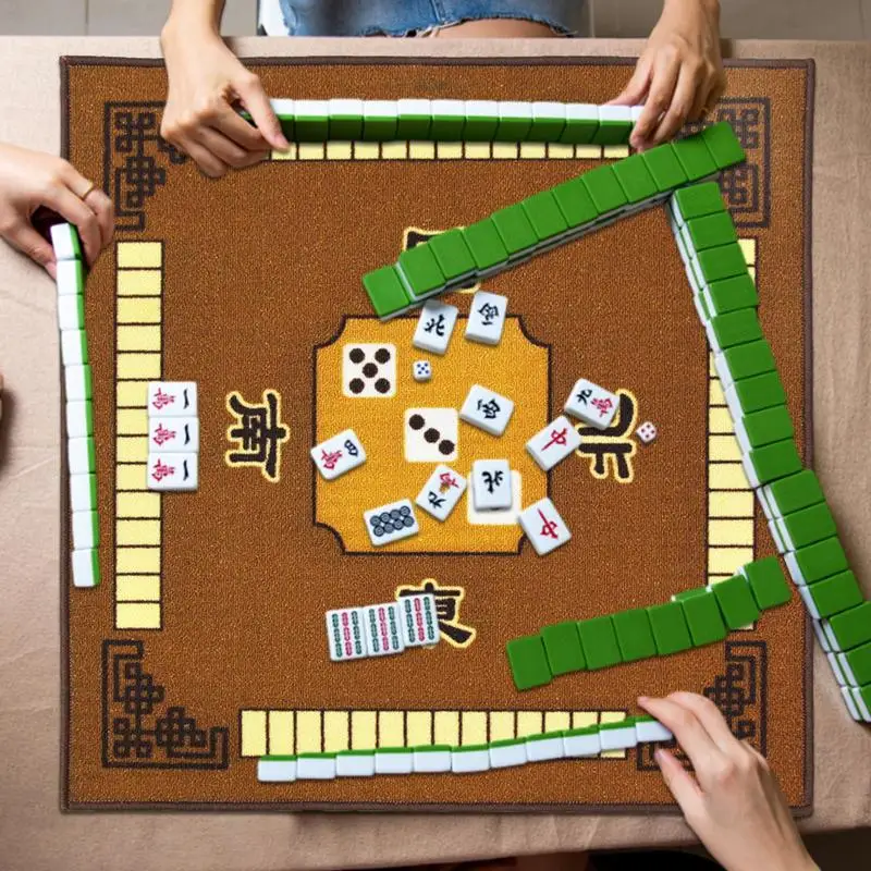 Mahjong Tablecloth Tea Cloth Square Mahjong Table Protector Noise Reduction Table Mat Board Game Protection Mat For Living Rooms