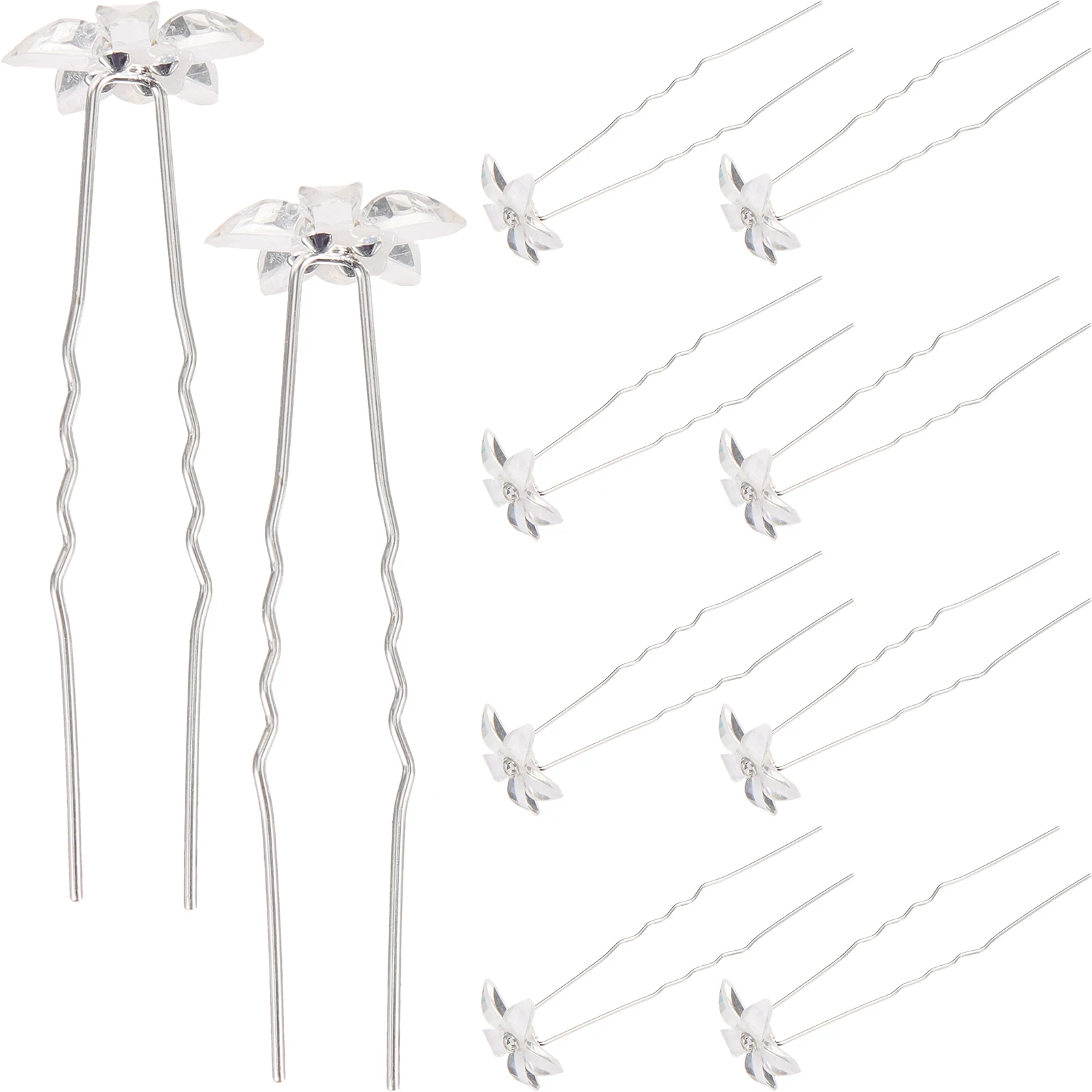 

10 pcs Crystal Flower Hairpins Rhinestone U Shaped Wedding Bridal Hair Accessories Purple Color For Women Girls Hair Styling