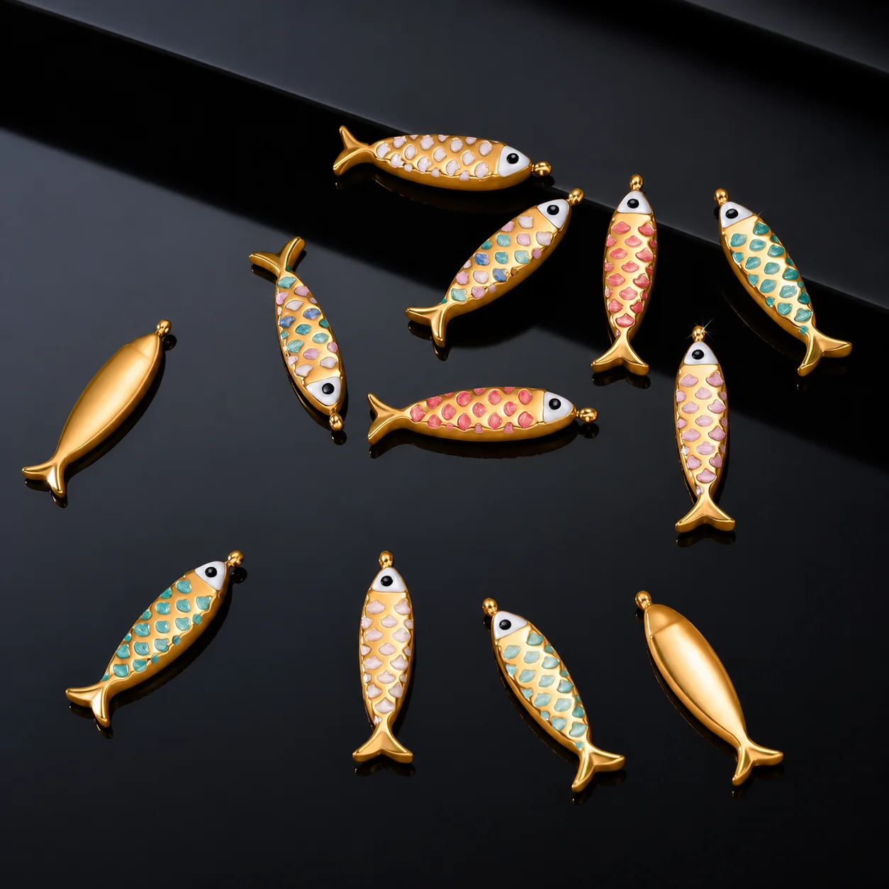 5Pcs Stainless Steel Multicolor Enamel Ocean Fish Animal Charms Pendants For DIY Women Earrings Necklace Jewelry Making Finding