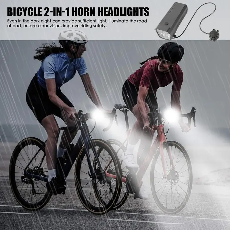 Bicycle Handlebar Light 2-in-1 Scooter Handlebar Light Bell Waterproof USB Charging Night Riding Lamp 1200mAh 300 Lumens Cycling