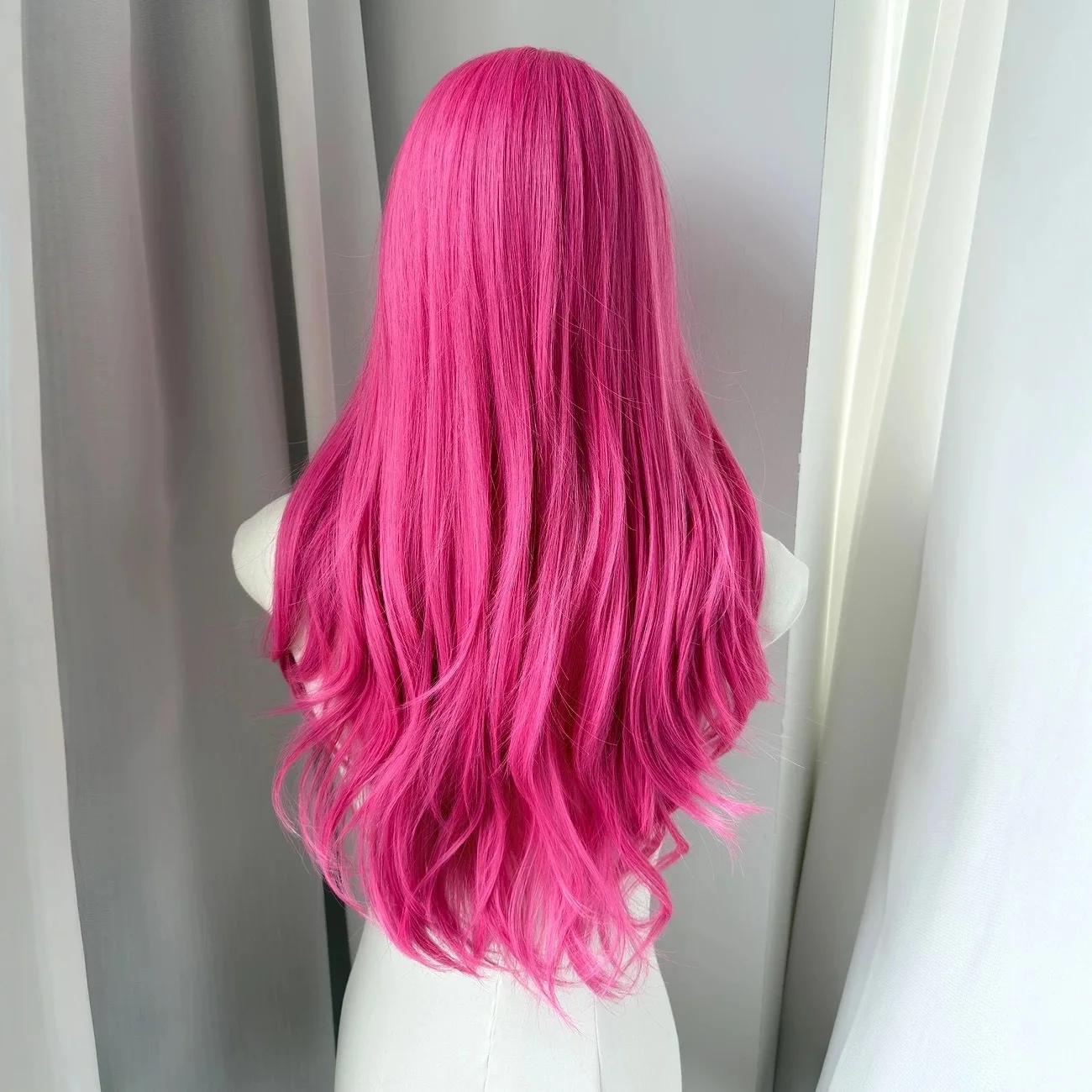 Hot Pink Wavy Wig for Women Long Body Wave 24inch Middle Part Headband Wigs Fashion Girl Synthetic Wigs for Cosplay Daily Use image 4