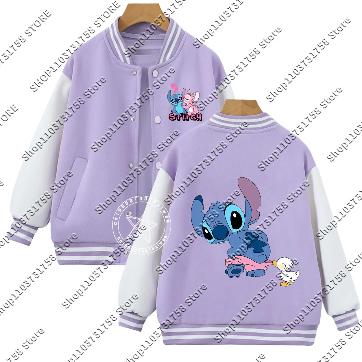 2025 kawaii Disney Kid Stitch wzór gitary drukuj studenci chłopcy dziewczęta ocieplana ciepła kurtka kurtka jesienno-zimowa strój baseballowy top