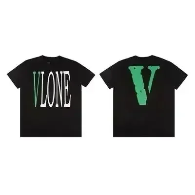 Vlone Short Sleeve T-shirt Men and Women V Country Tide Brand American High Street Retro Half Sleeve T-shirt Summer Clothes