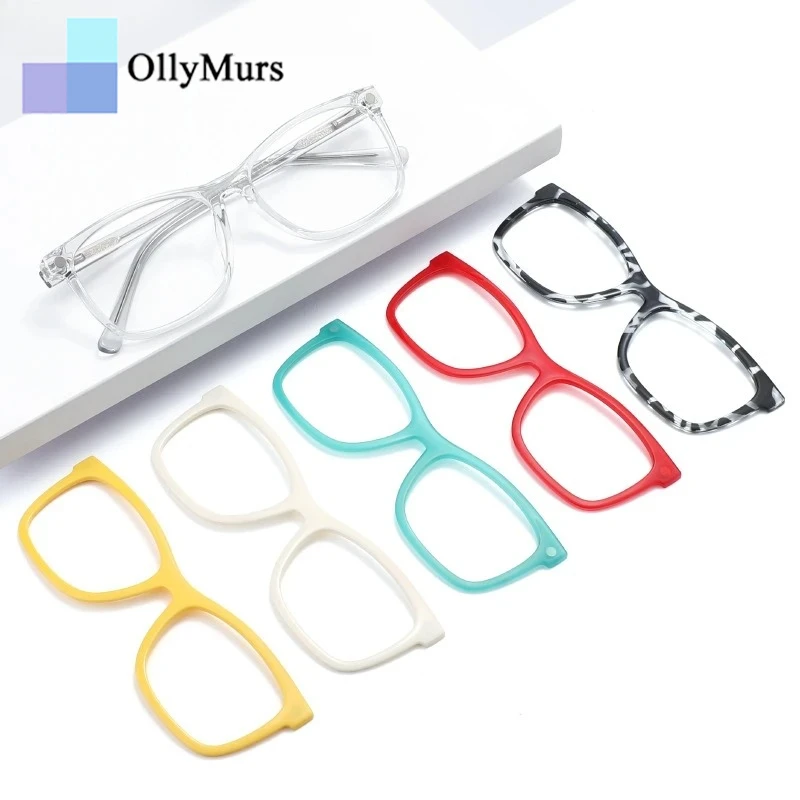 

OLLYMURS Мужские и женские магнитные многоцветные очки в оправе, сверхлегкие TR90, модные трендовые маленькие оптические очки по рецепту