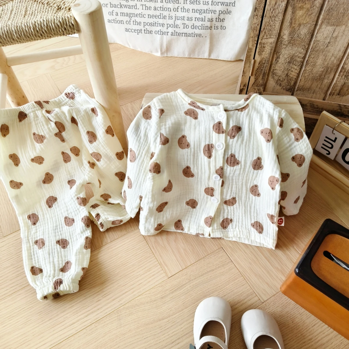 2024 Autumn New in Kids Baby Girls Boys Cute Clothing Set 2pcs - Infant Cartoon Bear Cotton T-shirts + Pants , Toddler Clothes