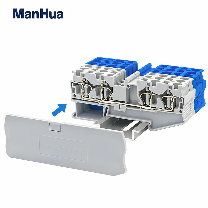 ManHua 10Pcs D-ST4-QUATTRO End Cover For ST4-QUATTRO Din Rail Terminal Blocks End Cover Plate ST4-QUATTRO