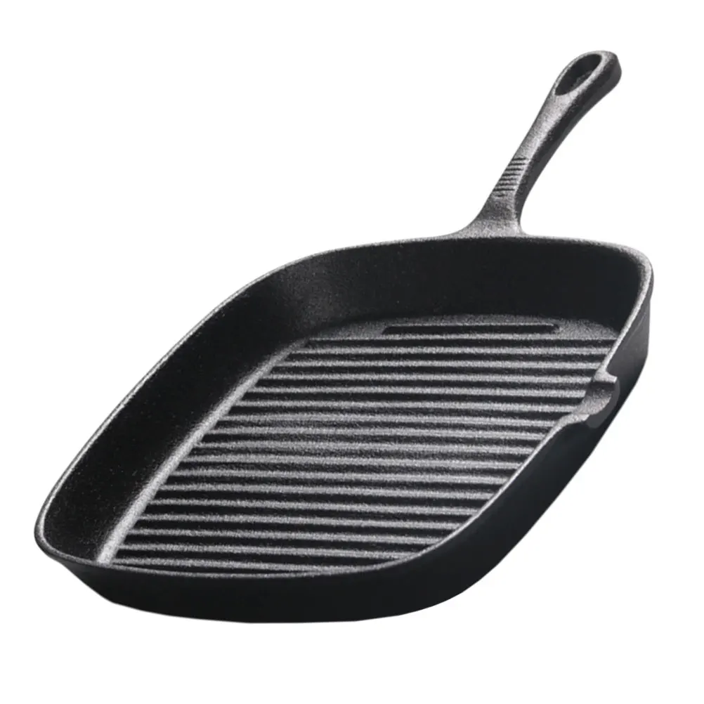

Steak Frying Cast Iron Skillet Uncoated Non stick Square Griddle Steak Frying Pan Camping Hiking Kitchen Supplies