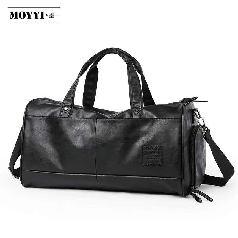 Men Travel Bags Vintage PU Leather Large Capacity Gym Tote Male Anti-theft Crossbody Shoulder Handbag for Business