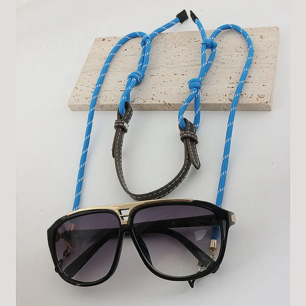 

Anti Fall Nylon Rope Glasses Chain Colorful Weave Pu Leather Sunglasses Chains Hanging Neck Glasses Storage Lanyard