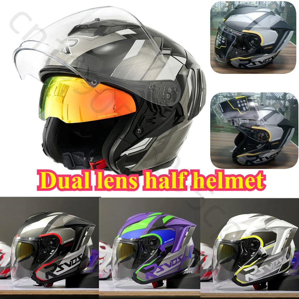 Ryzen RO-5 Motorcycle Men and Women Three-quarters Motorcycle Half Helmet All Season Universal Motorcycle Helmet  Casco Moto