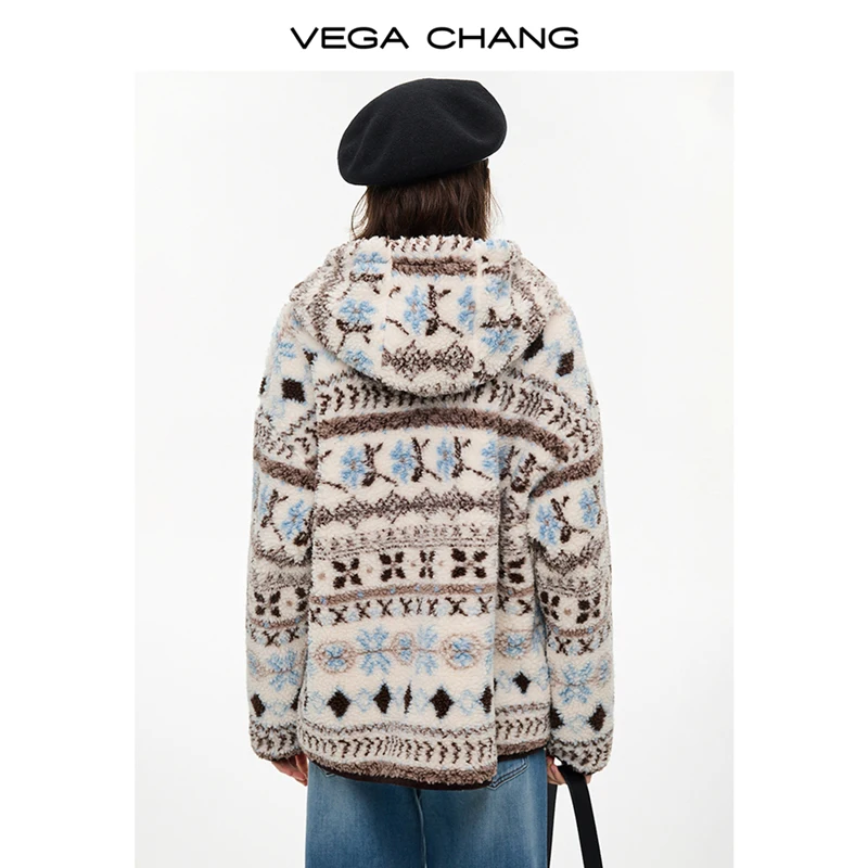 Vega Chang New Winter Women's Jacket, Lazy Style Imitation Lamb Wool Warm Cotton Clothing