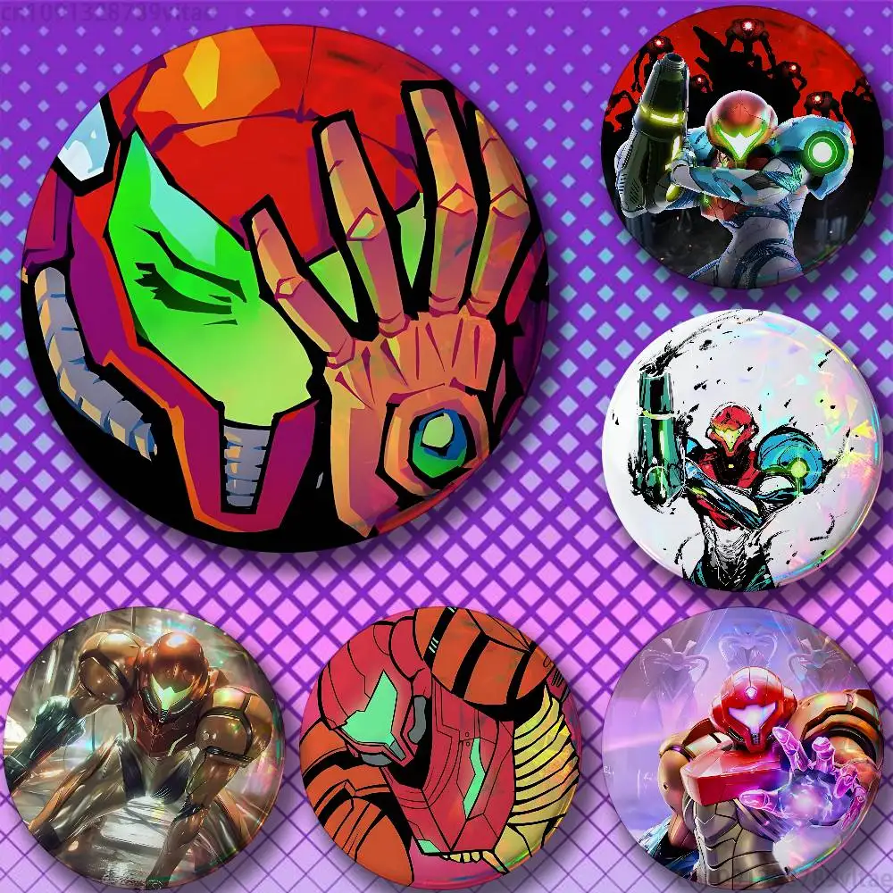 Zero Suit Samus Metroid Samus 25mm 75mm 44mm 58mm 32m Coin Badges Personalized Handmade Round Brooches Pins Accessory