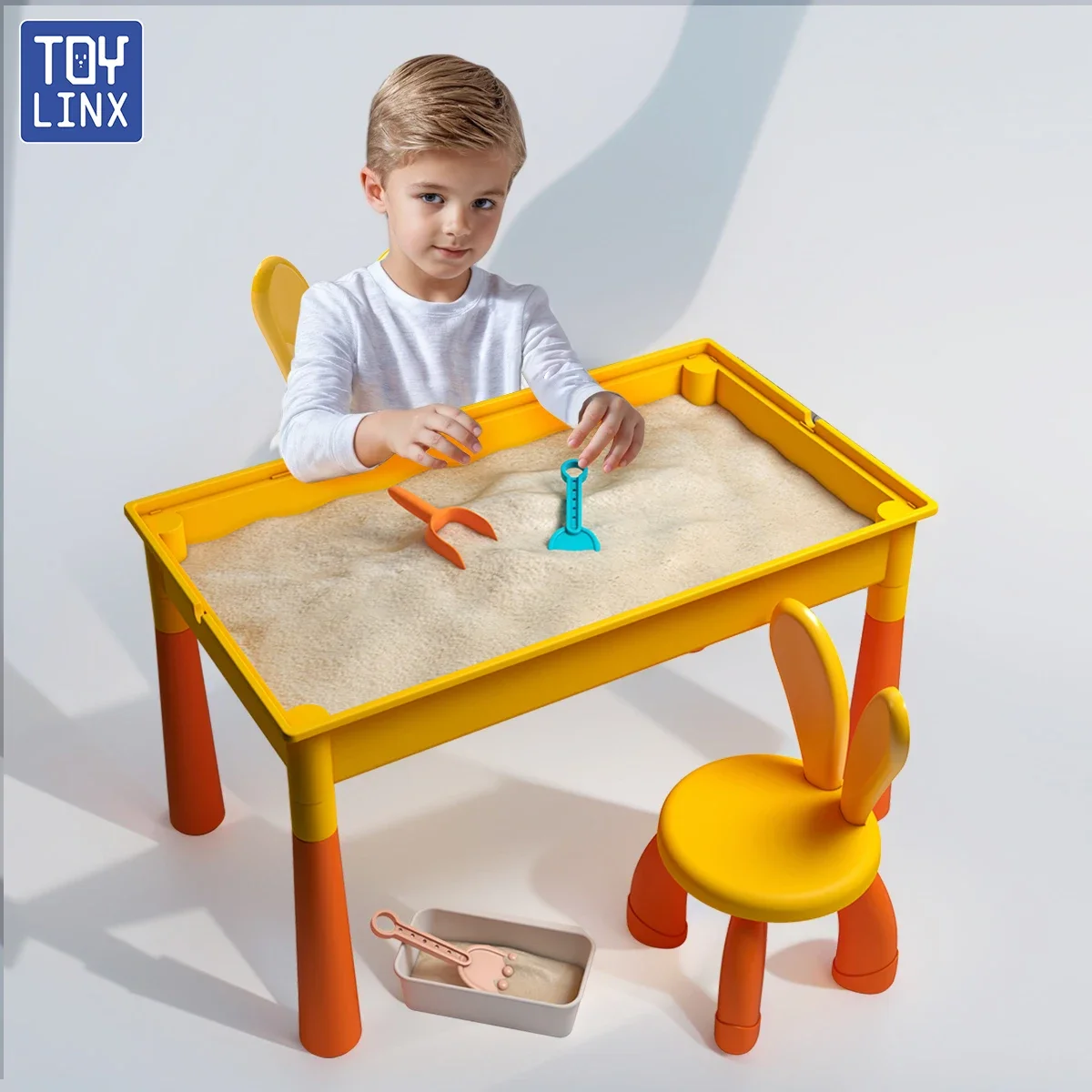 5-in-1 어린이 활동용 물놀이 테이블 장난감 및 의자 세트, 143개 대형 구슬 놀이 DIY 블록 포함, 3세 이상 어린이용