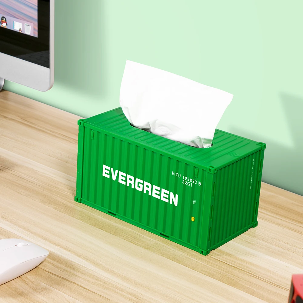 Docker Shipping Container Model Tissue Boxes Desktop Paper Holder Storage Napkin Case Organizer Ornament Special Container Box