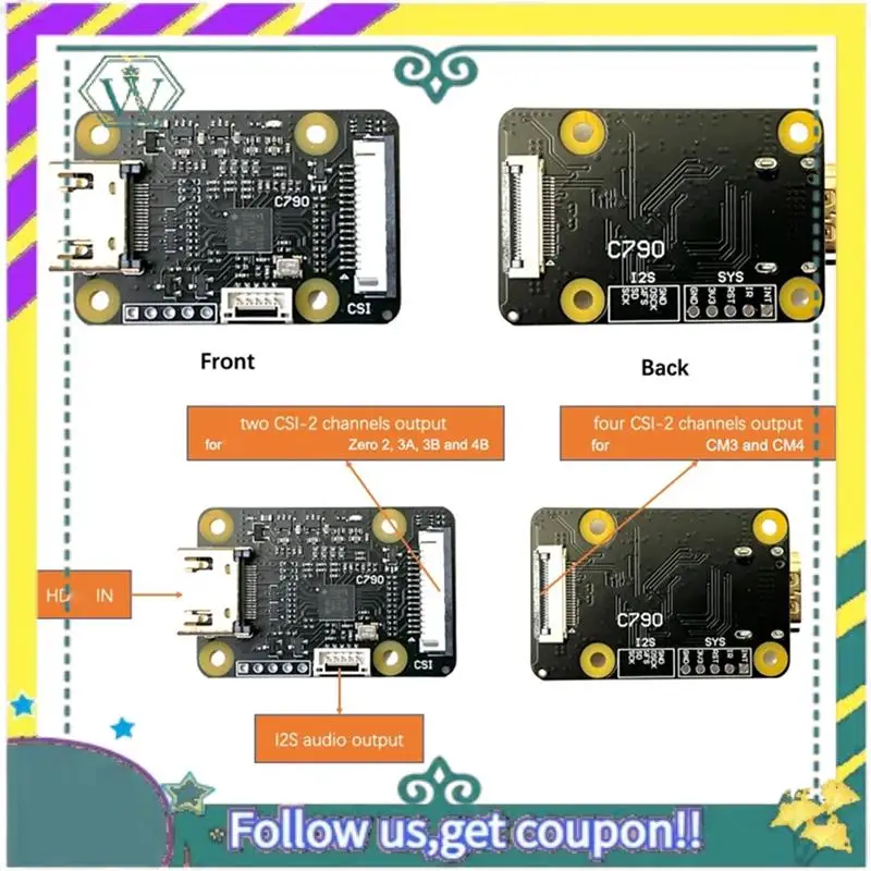 NEW 1 SET -Compatible To CSI-2 C790 Module Expansion Board Modules Pikvm For Raspberry Pi B