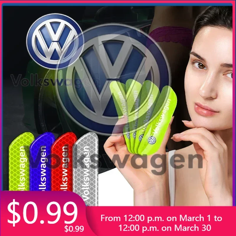 

2026 Hot For VOLKSWAGEN VW VW For Volkswagen Reflective Car Door Sticker Safety Opening Warning Reflector Tape Decal For Volkswa