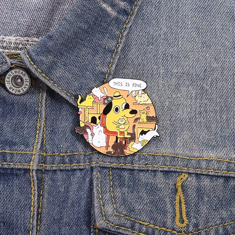 

FINE Dog Enamel Pin THIS IS Funny Brooch Pines Cat Lapel Pins Badge on Backpack Clothes Accessories Animal Jewelry Friends Gifts