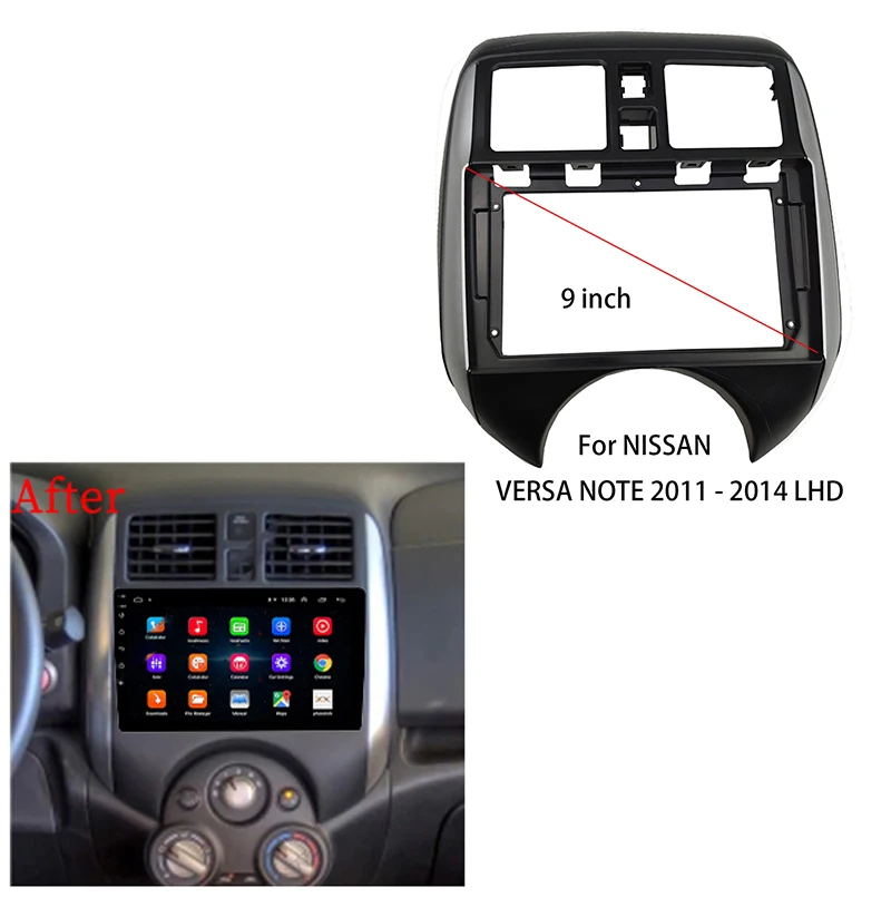 

9 Inch Car Radio Panel For NISSAN VERSA NOTE 2011-2014 LHD Drive Stereo Player Fascia Audio Refitting Installation Frame