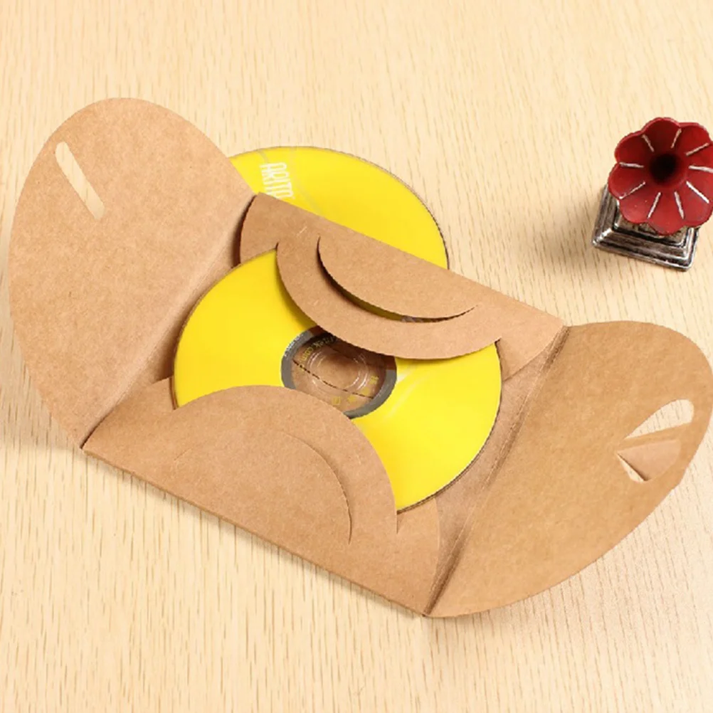 

50Pcs Kraft Paper Cd Dvd Sleeves Envelopes Storage Cases Scratch Dust Proof Protective Holder for Home Cinema Movie Music