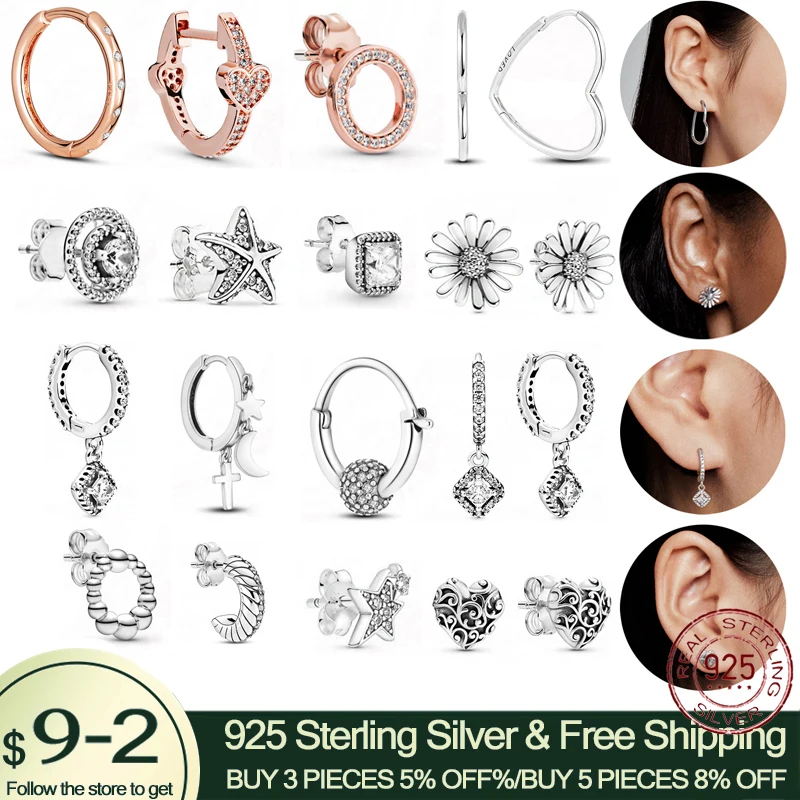 

925 Sterling Silver Earrings Asymmetrical Heart Circular Hoop Hoop Earrings for Women Fashion Silver Earring Jewelry Gift