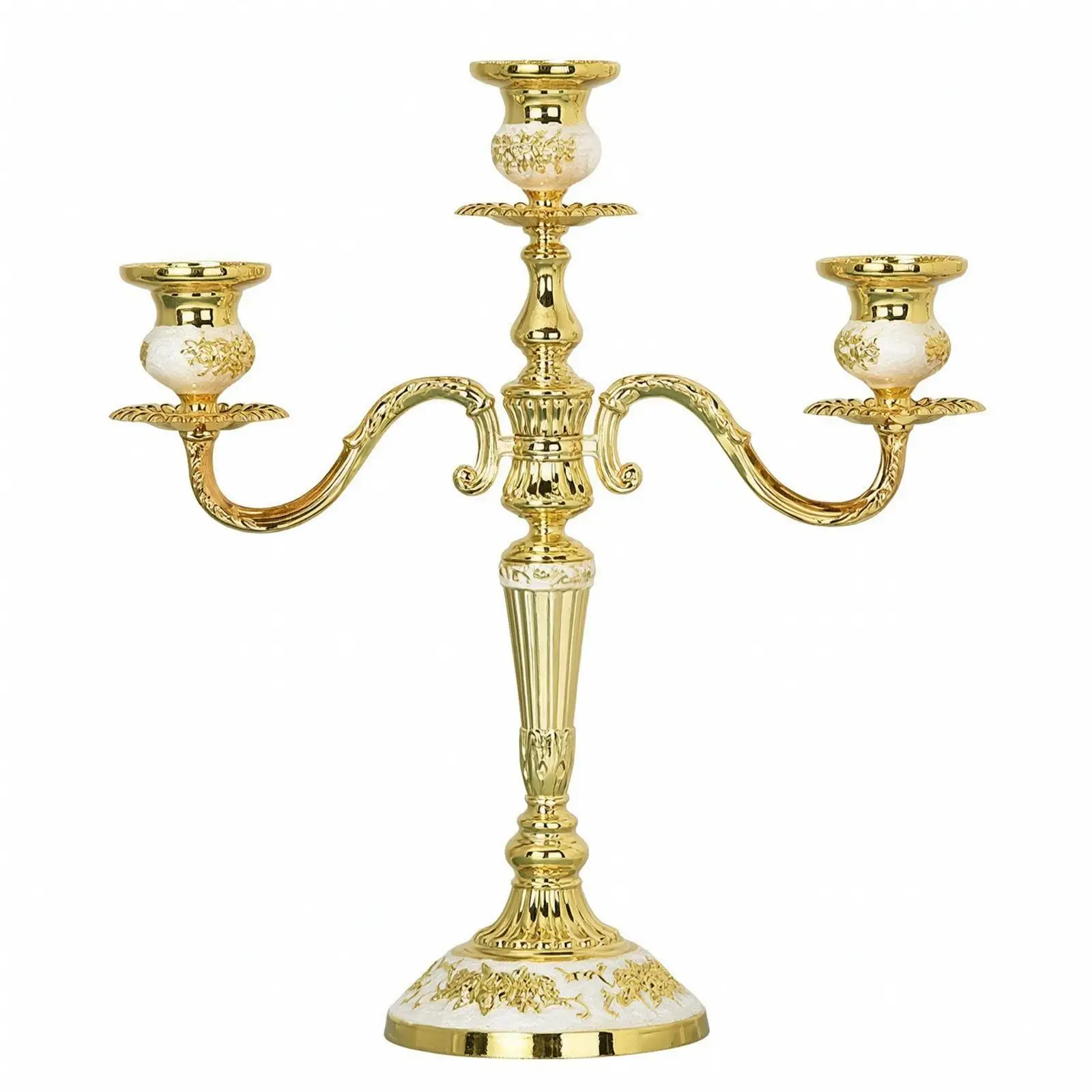 Three-Arm Metal Candelabra Elegant Ornamental Candelabra with Curved Side