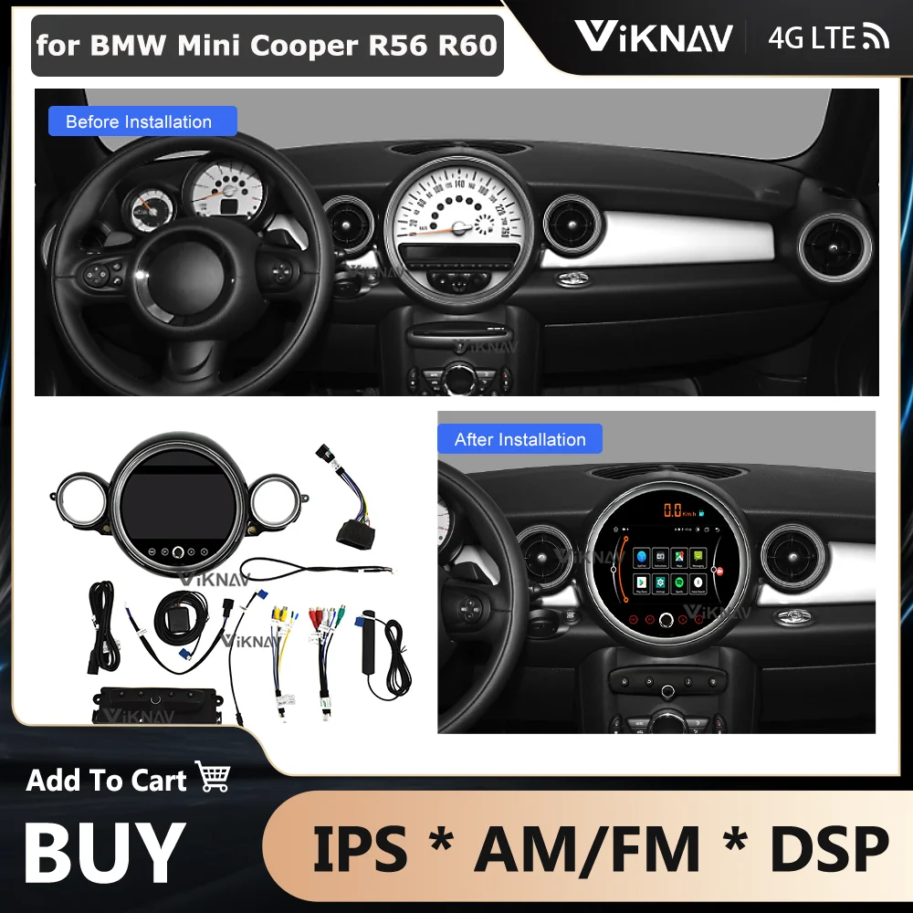 

Автомагнитола для BMW Mini Cooper R56 R60, Android 10, DVD, мультимедийный проигрыватель, стерео, 2007-2014, GPS-навигация, сенсорный экран для Carplay