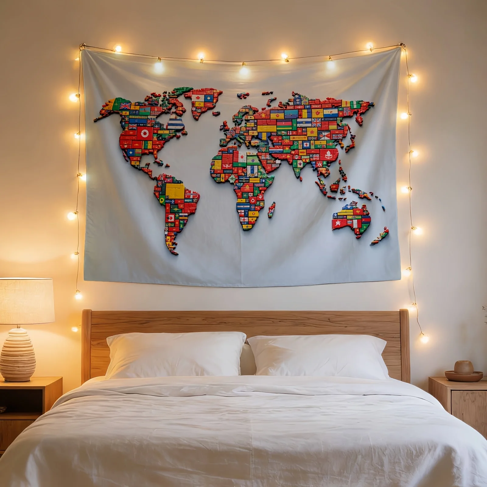 Customize An Elegant Wall Hanging, The Flag Collage Map, Ideal for Enhancing The Decor of Homes, Dormitories, And Bedrooms