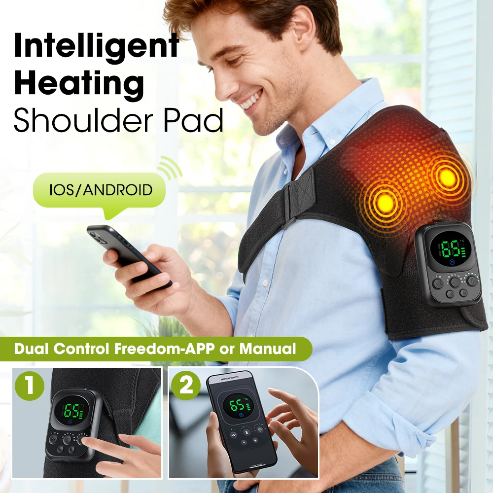 電気肩加熱振動マッサージ器、コードレスマッサージショルダーブレース、関節筋肉リラックス、スマートapp取り外し可能なコントローラー