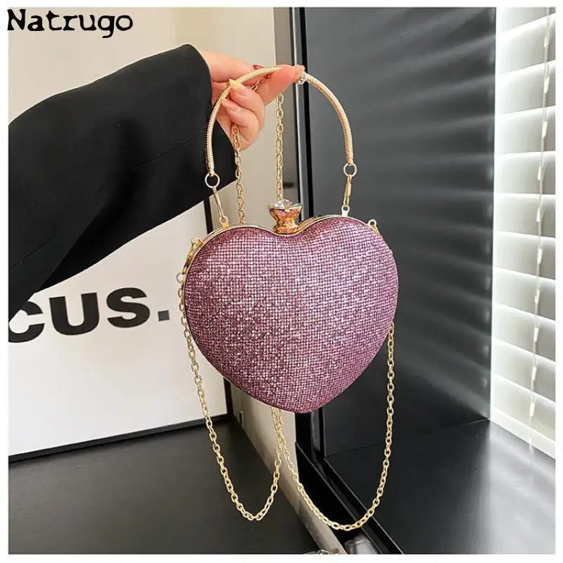 Heart Shaped Purses And Handbags Bags For Women Luxury Designer Clutch Purse Evening Banquet Bag Fashion Sequin Shoulder Bags