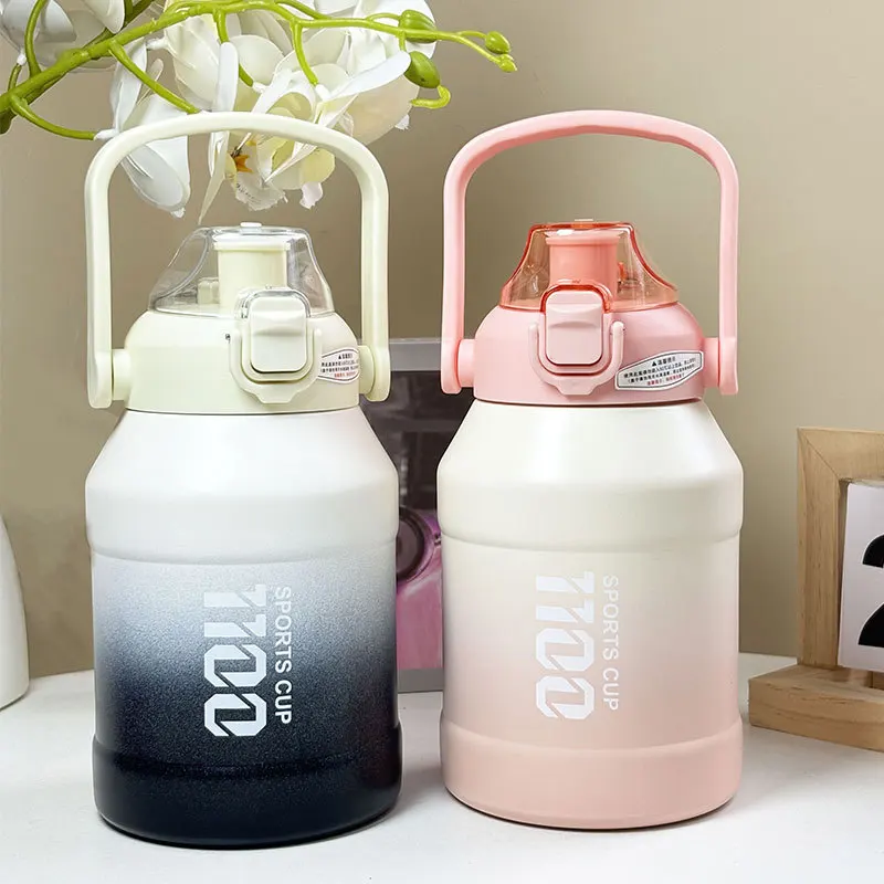 

Large Capacity Stainless Steel Thermal Insulation Cold Water Cup Outdoor Straw Portable Sports Fitness Thermos Cup Water Bottle