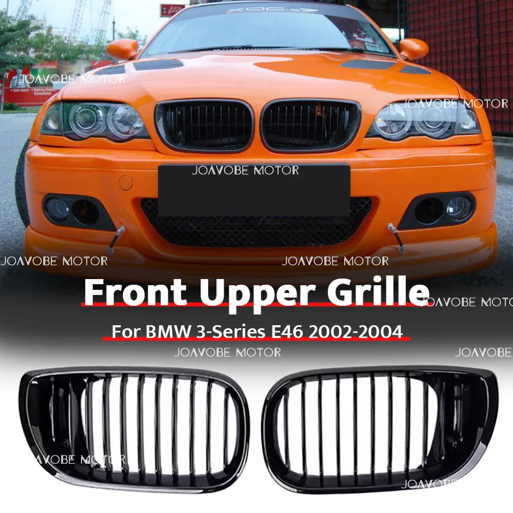 

Glossy Black Single Line Style Front Bumper Grille For BMW E46 2002-2004 4D Sedan