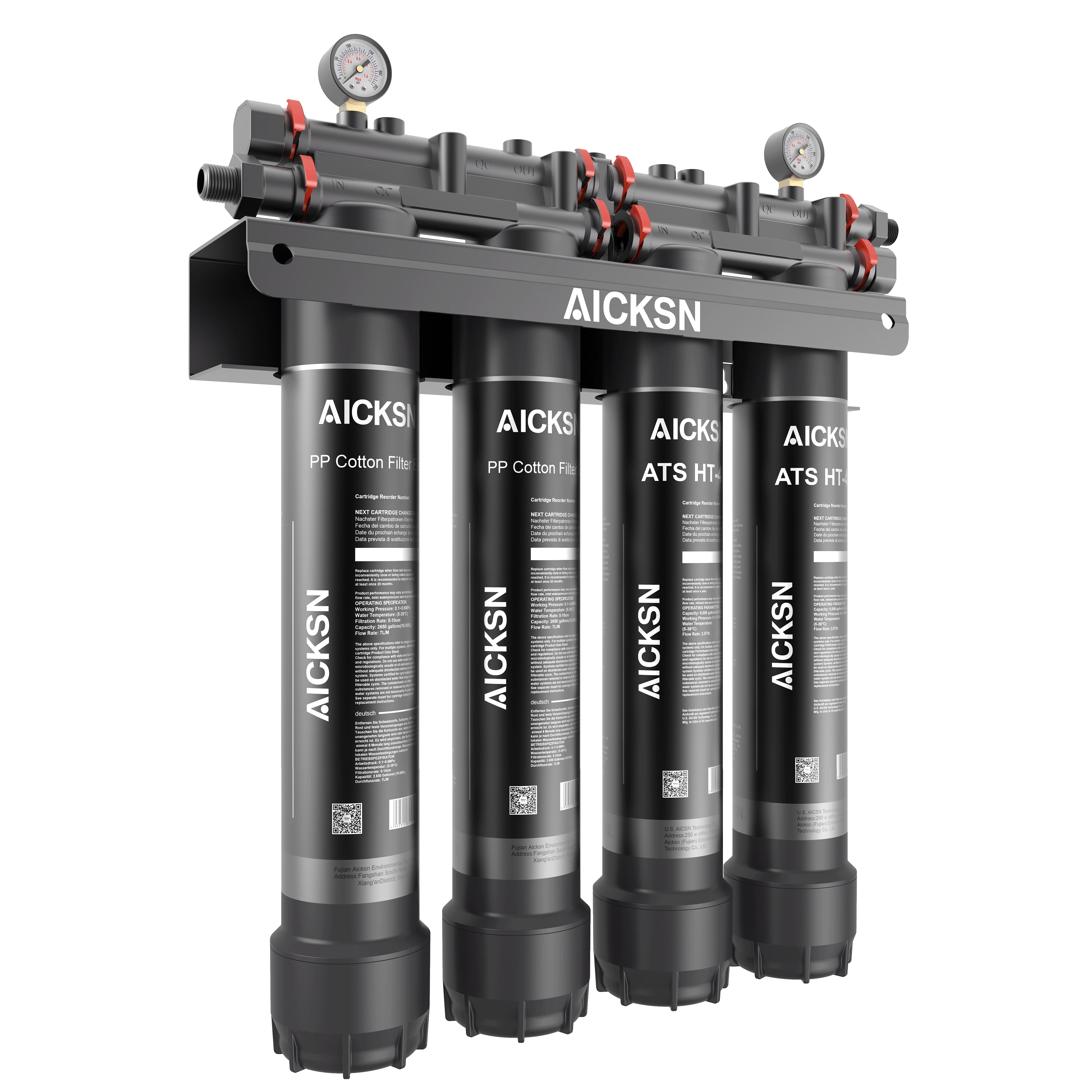 

Aicksn C4-400 4 Stage Commercial Use Large Flow Water Filtration System Business Water Filter Purification
