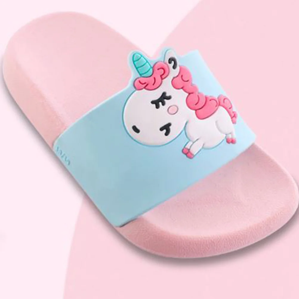 

Cartoon Unicorn Pattern Slipper Anti Slip Kids Slippers for Boy Girl Pink 24-25 Yards Soft PVC Material Non-Slip Bottom