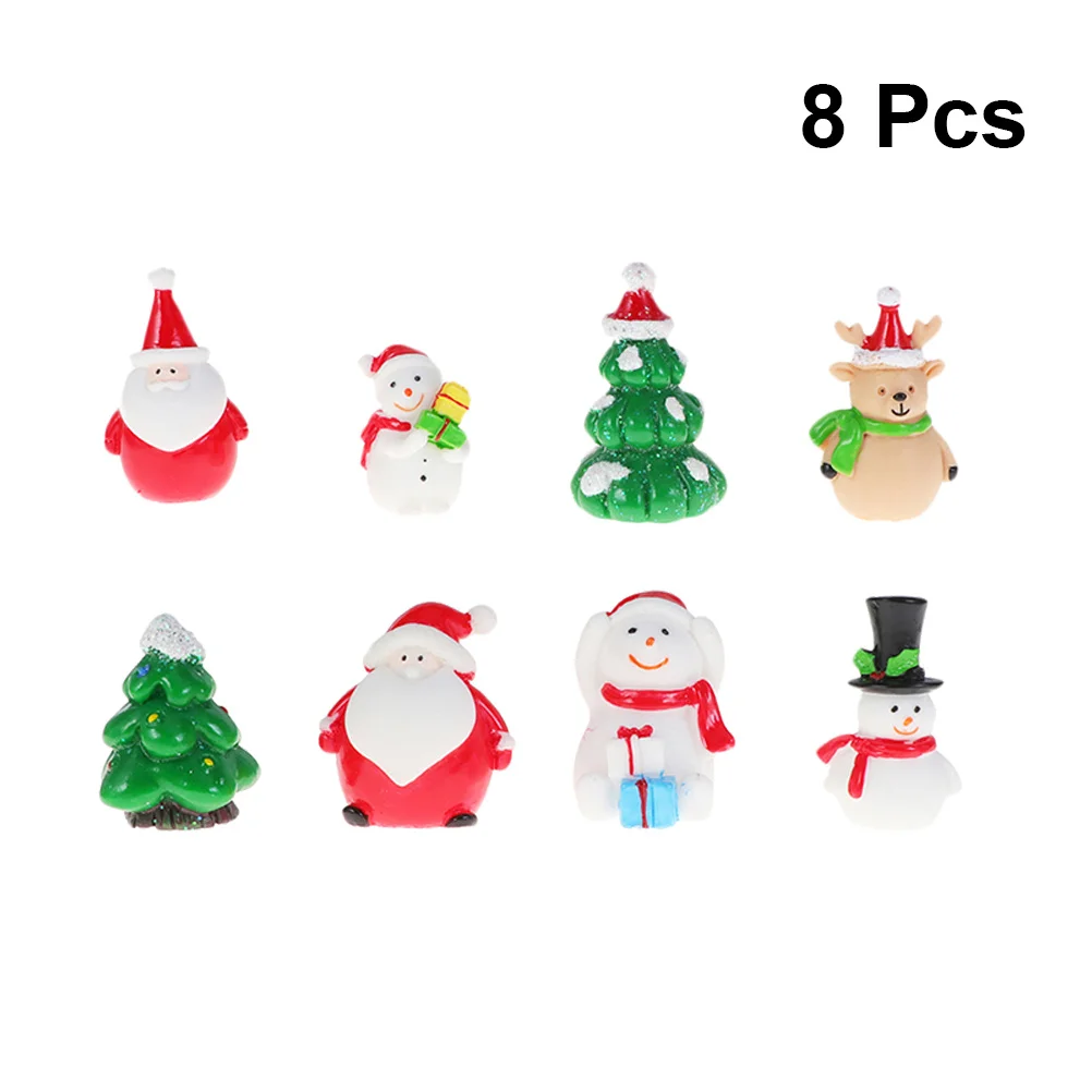 

8Pcs Micro Landscape Ornaments Resin Christmas Miniature Decor Craft Set for Home Garden Desktop Succulent Decoration Supplies