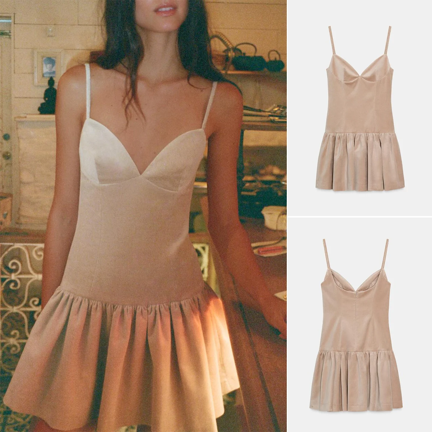 Vestido Corto de Otoño-Invierno para Mujer, Cuello en V, Sin Mangas, Estilo Cruzado, Dobladillo en Capas, Estilo Francés, Fal...