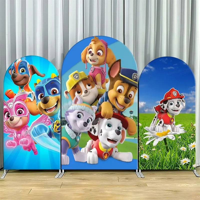 

Paw Patrol Arch Backdrop Cover Thick Fabric Custom Party Decoration Vibrant Scene Birthday Photo Session Decor Event Supplies