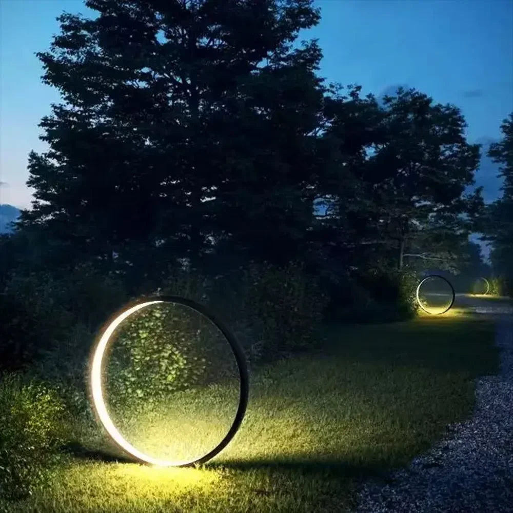 Circular Garden Lamp for Street Creative Wall Sconce Household Circular Lawn Lamp Waterproof LED Lawn Light AC80-265V